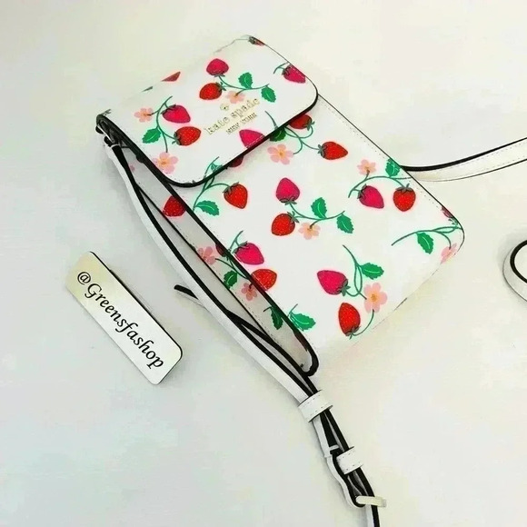 Kate Spade Purse Strawberry Vine North South Phone Crossbody - Picture 6 of 10